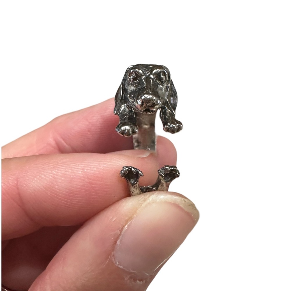 Antique Silver Dachshund Wrap Style Unisex Ring - Picture 7 of 8